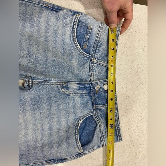 PIRAL 28x34 Mid Rise Stretch Flare Jeans Double Button Wide Leg Denim EUC - Picture 5 of 10